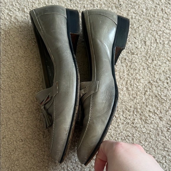 Vintage Christian Dior Tassel Loafers Men’s Size 9 Taupe Leather Made in Italy - Picture 10 of 11